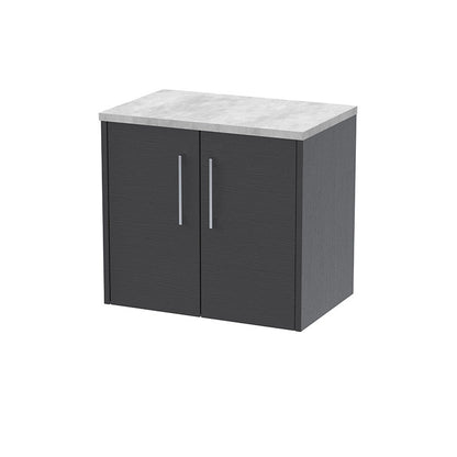Hudson Reed Juno Wall Hung Double Door 600mm Vanity & Grey Laminate Top (1 size, 5 colours) - Brand New Bathrooms