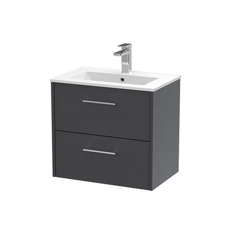 Hudson Reed Juno Wall Hung Double Drawer 600mm Vanity & Minimalist 1 Tap Hole Vitreous China Basin (1 size, 5 colours) - Brand New Bathrooms