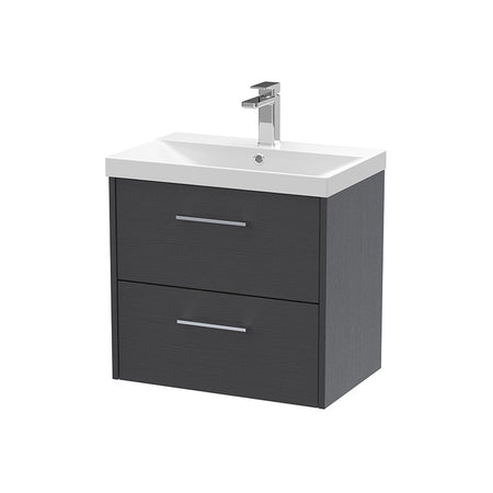 Hudson Reed Juno Wall Hung Double Drawer 600mm Vanity & Thin-Edge 1 Tap Hole Vitreous China Basin (1 size, 5 colours) - Brand New Bathrooms
