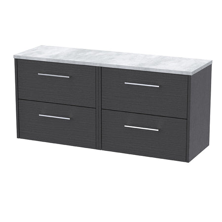 Hudson Reed Juno Wall Hung Four Drawer 1200mm Vanity & Grey Laminate Worktop (1 size, 5 colours) - Brand New Bathrooms