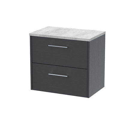 Hudson Reed Juno Wall Hung Double Drawer 600mm Vanity & Grey Laminate Top (1 size, 5 colours) - Brand New Bathrooms