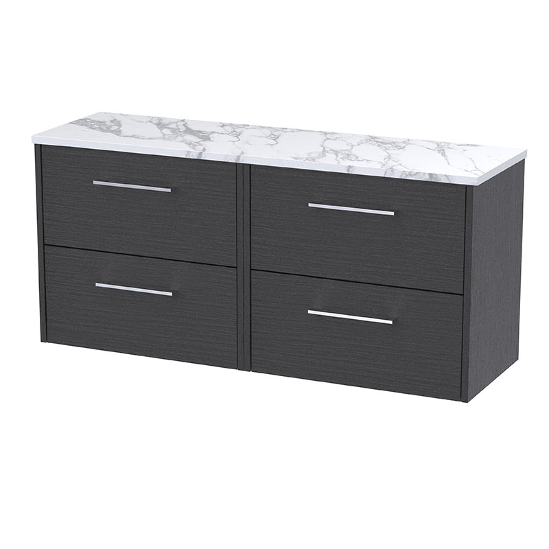 Hudson Reed Juno Wall Hung Four Drawer 1200mm Vanity & Laminate Worktop (1 size, 5 colours) - Brand New Bathrooms