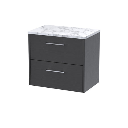 Hudson Reed Juno Wall Hung Double Drawer 600mm Vanity & Laminate Worktop (1 size, 5 colours) - Brand New Bathrooms
