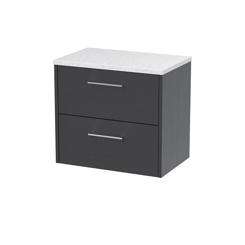 Hudson Reed Juno Wall Hung Double Drawer 600mm Vanity & White Laminate Top (1 size, 5 colours) - Brand New Bathrooms