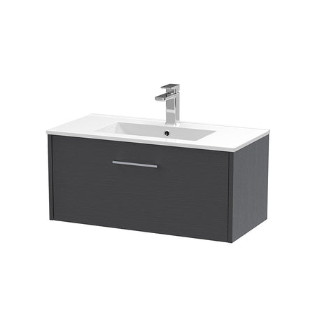 Hudson Reed Juno Wall Hung Single Drawer 800mm Vanity & Minimalist 1 Tap Hole Vitreous China Basin (1 size, 5 colours) - Brand New Bathrooms