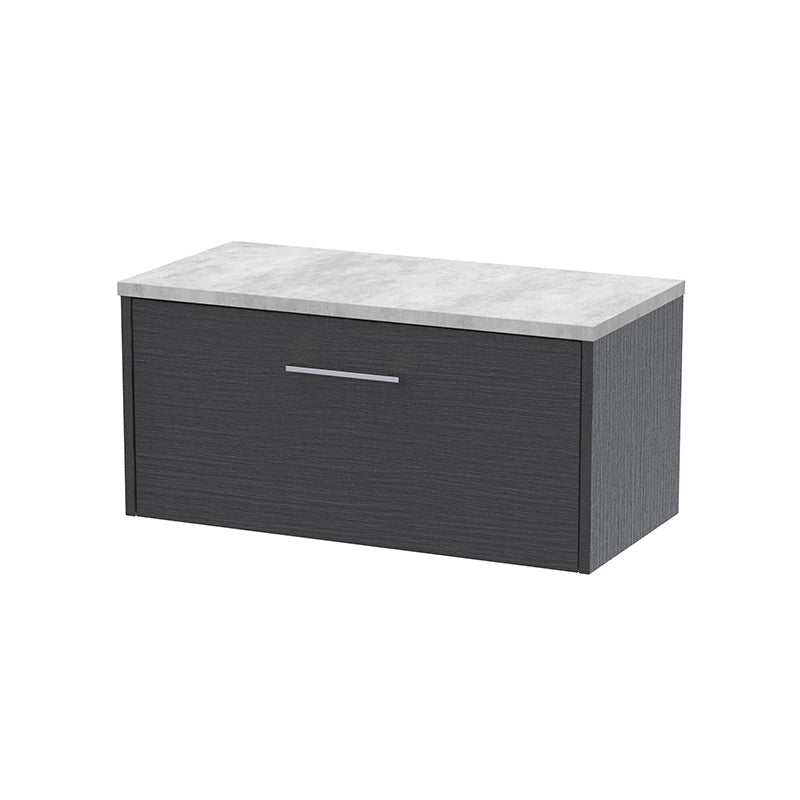 Hudson Reed Juno Wall Hung Single Drawer 800mm Vanity & Grey Laminate Top (1 size, 5 colours) - Brand New Bathrooms