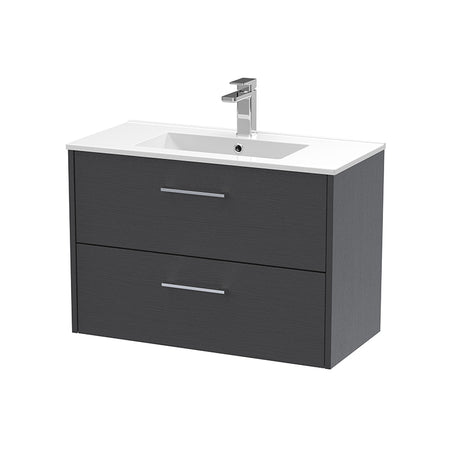 Hudson Reed Juno Wall Hung Double Drawer 800mm Vanity & Minimalist 1 Tap Hole Vitreous China Basin (1 size, 5 colours) - Brand New Bathrooms
