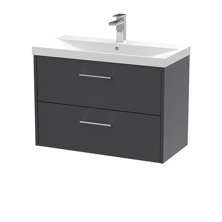 Hudson Reed Juno Wall Hung Double Drawer 800mm Vanity & Thin-Edge 1 Tap Hole Vitreous China Basin (1 size, 5 colours) - Brand New Bathrooms