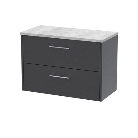 Hudson Reed Juno Wall Hung Double Drawer 800mm Vanity & Grey Laminate Top (1 size, 5 colours) - Brand New Bathrooms