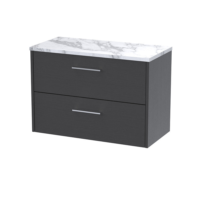 Hudson Reed Juno Wall Hung Double Drawer 800mm Vanity & Laminate Worktop (1 size, 5 colours) - Brand New Bathrooms
