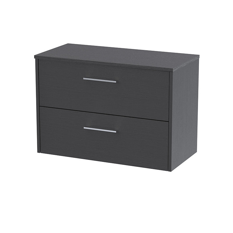 Hudson Reed Juno Wall Hung Double Drawer 800mm Vanity & Matching Worktop (1 size, 5 colours) - Brand New Bathrooms
