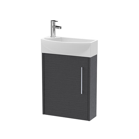 Hudson Reed Juno Compact Wall Hung Single Door 440mm Unit & 1 Tap Hole Right Handed Ceramic Basin (1 size, 3 colours) - Brand New Bathrooms