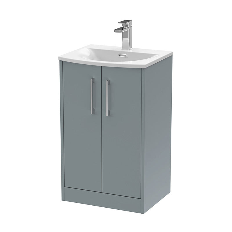 Hudson Reed Juno Floor Standing Double Door 500mm Vanity & Curved 1 Tap Hole Vitreous China Basin (1 size, 3 colours) - Brand New Bathrooms