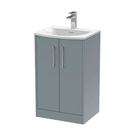 Hudson Reed Juno Floor Standing Double Door 500mm Vanity & Curved 1 Tap Hole Vitreous China Basin (1 size, 3 colours) - Brand New Bathrooms