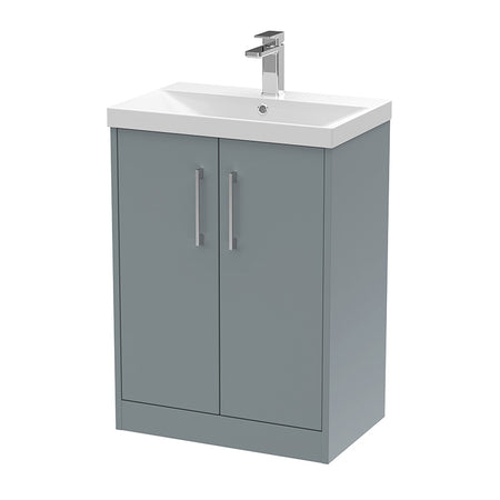 Hudson Reed Juno Floor Standing Double Door 600mm Vanity & Thin-Edge 1 Tap Hole Basin (1 size, 3 colours) - Brand New Bathrooms