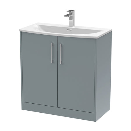 Hudson Reed Juno Floor Standing Double Door 800mm Vanity & Curved 1 Tap Hole Vitreous China Basin (1 size, 5 colours) - Brand New Bathrooms