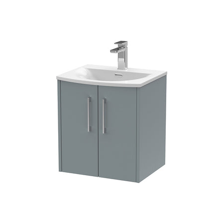 Hudson Reed Juno Wall Hung Double Door 500mm Vanity & Curved 1 Tap Hole Vitreous China Basin (1 size, 5 colours) - Brand New Bathrooms