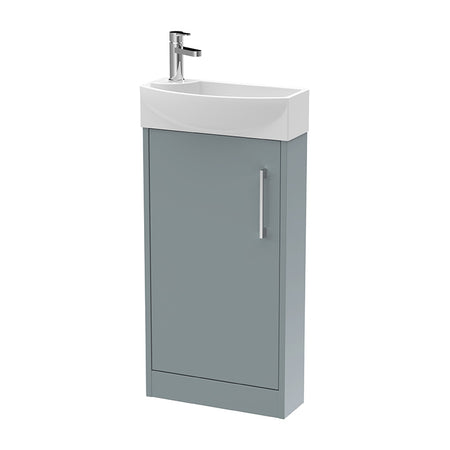 Hudson Reed Juno Compact Floor Standing Single Door 440mm Unit & 1 Tap Hole Ceramic Right Hand Basin (1 size, 5 colours) - Brand New Bathrooms