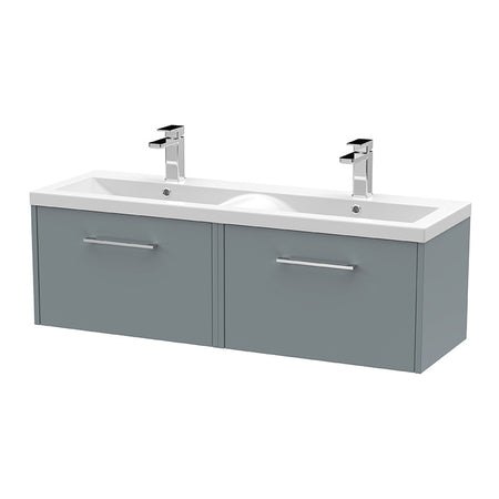 Hudson Reed Juno Wall Hung Double Drawer 1200mm Vanity & Double Vitreous China Basin (1 size, 5 colours) - Brand New Bathrooms