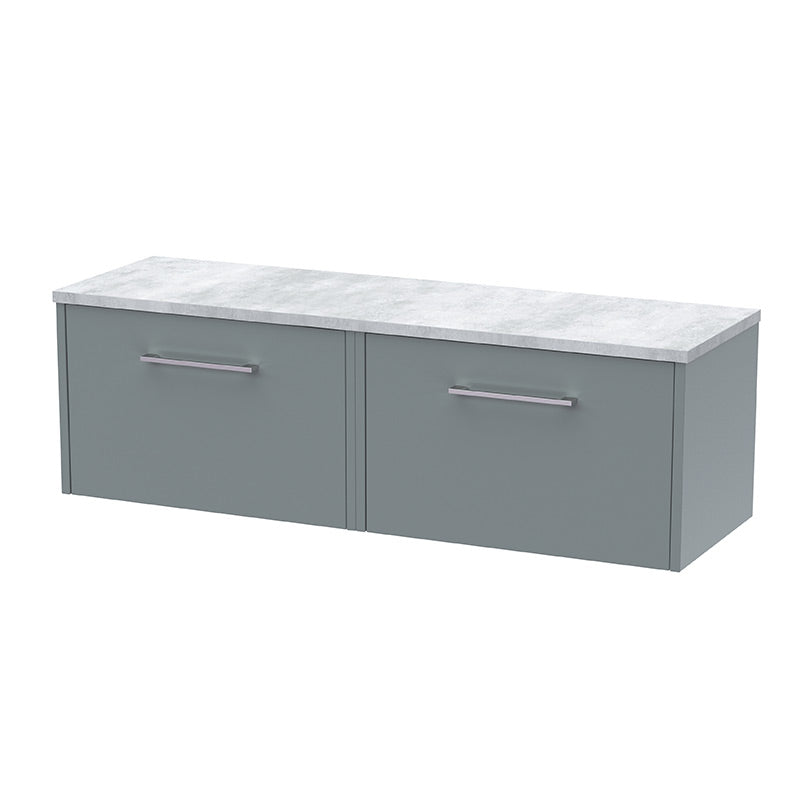 Hudson Reed Juno Wall Hung Double Drawer 1200mm Vanity & Laminate Worktop (1 size, 5 colours) - Brand New Bathrooms