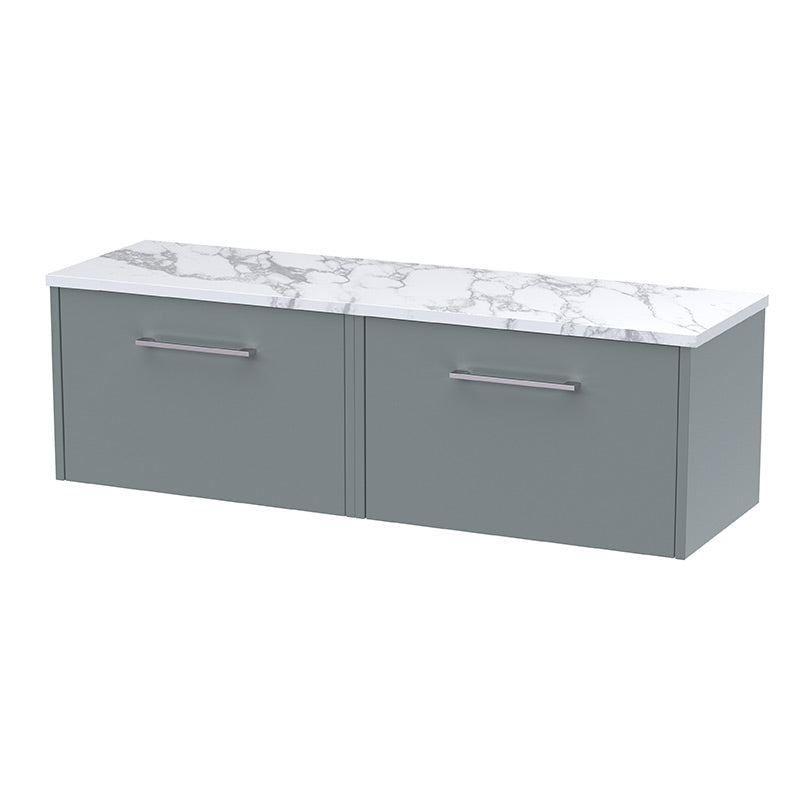 Hudson Reed Juno Wall Hung Double Drawer Vanity & Laminate Worktop (1 size, 5 colours) - Brand New Bathrooms