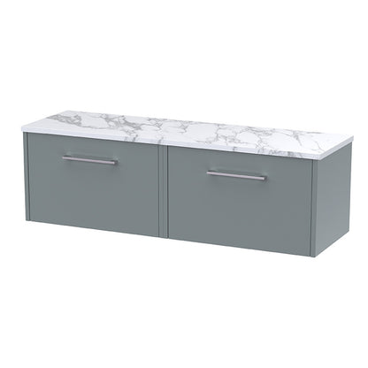 Hudson Reed Juno Wall Hung Double Drawer Vanity & Laminate Worktop (1 size, 5 colours) - Brand New Bathrooms