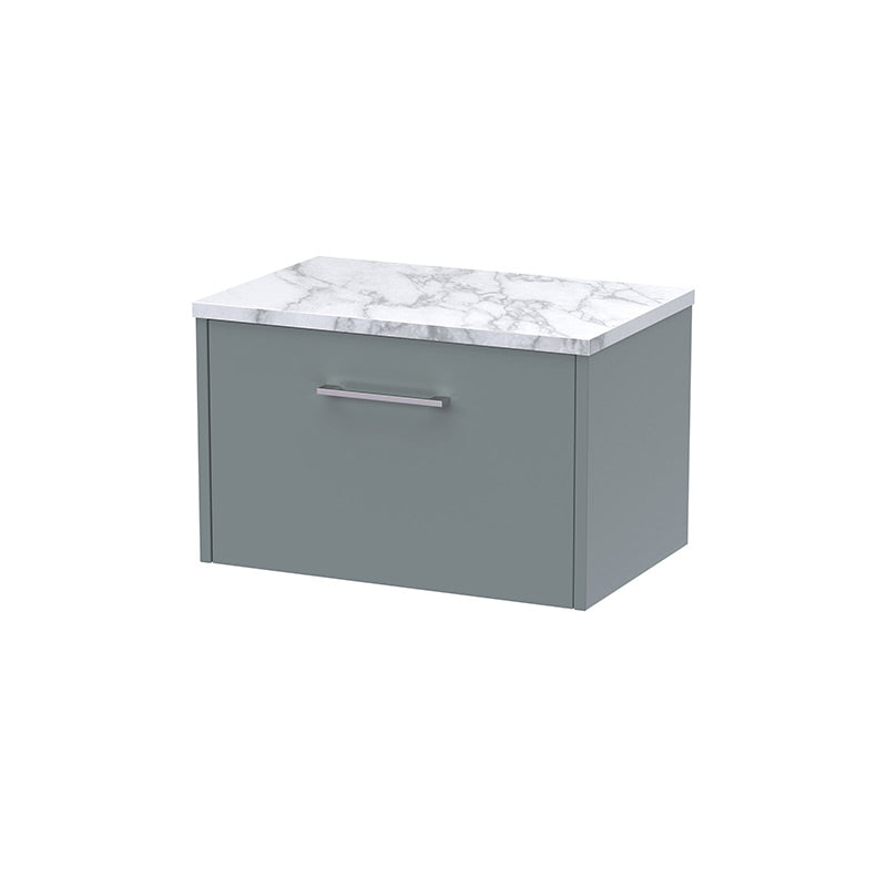 Hudson Reed Juno Wall Hung Single Drawer 600mm Vanity & Laminate Worktop (1 size, 5 colours) - Brand New Bathrooms