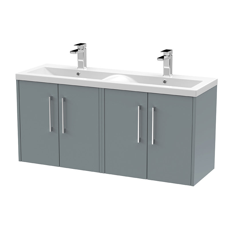 Hudson Reed Juno Wall Hung Four Door 1200mm Vanity & Double Vitreous China Basin (1 size, 5 colours) - Brand New Bathrooms