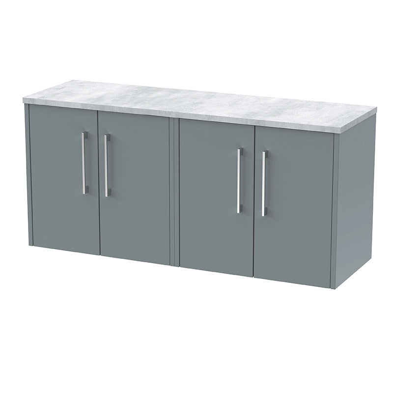 Hudson Reed Juno Wall Hung Four Door 1200mm Vanity & Grey Laminate Worktop (1 size, 5 colours) - Brand New Bathrooms