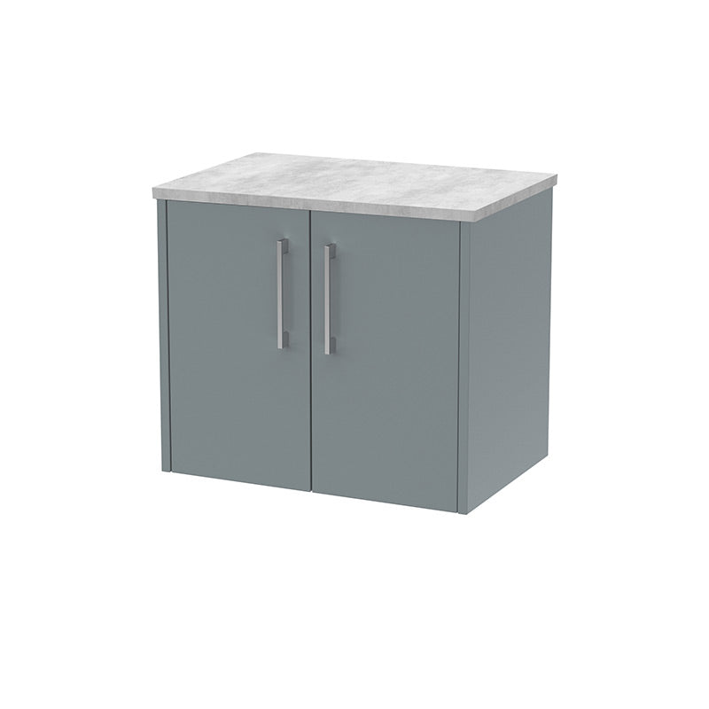 Hudson Reed Juno Wall Hung Double Door 600mm Vanity & Grey Laminate Top (1 size, 5 colours) - Brand New Bathrooms