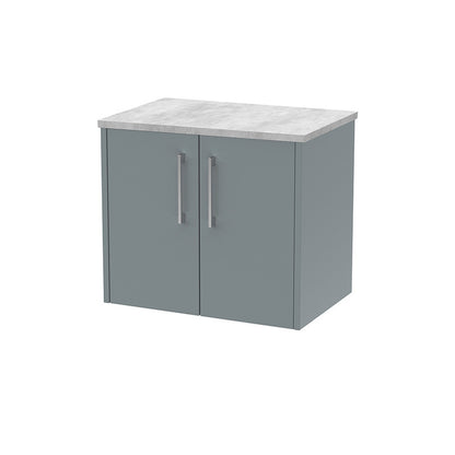 Hudson Reed Juno Wall Hung Double Door 600mm Vanity & Grey Laminate Top (1 size, 5 colours) - Brand New Bathrooms