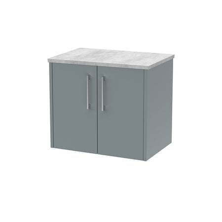 Hudson Reed Juno Wall Hung Double Door 600mm Vanity & Grey Laminate Top (1 size, 5 colours) - Brand New Bathrooms