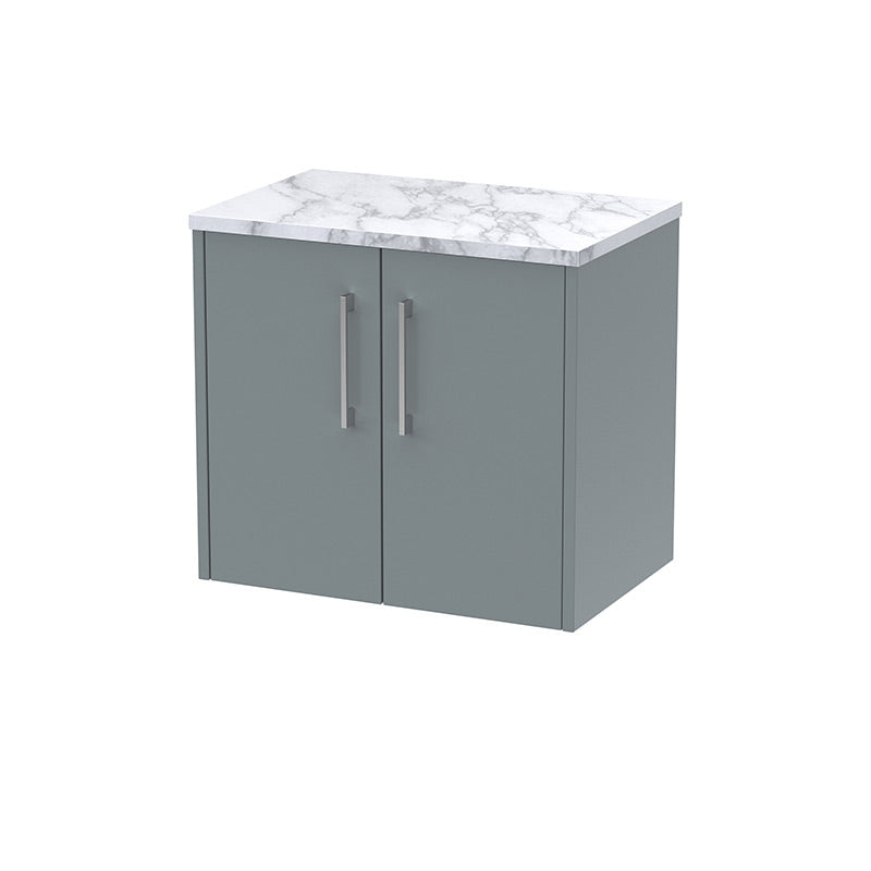 Hudson Reed Juno Wall Hung Double Door 600mm Vanity & Laminate Worktop (1 size, 5 colours) - Brand New Bathrooms