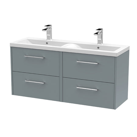 Hudson Reed Juno Wall Hung Four Drawer 1200mm Vanity & Double Vitreous China Basin (1 size, 5 colours) - Brand New Bathrooms