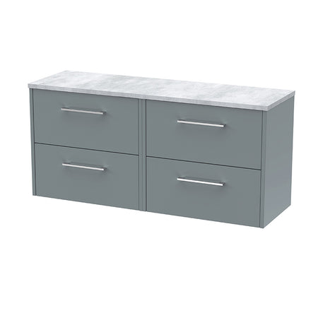 Hudson Reed Juno Wall Hung Four Drawer 1200mm Vanity & Grey Laminate Worktop (1 size, 5 colours) - Brand New Bathrooms