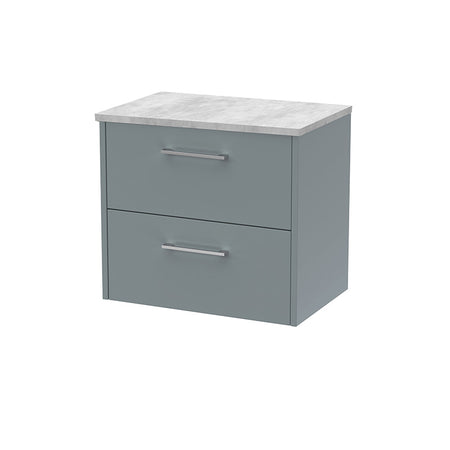 Hudson Reed Juno Wall Hung Double Drawer 600mm Vanity & Grey Laminate Top (1 size, 5 colours) - Brand New Bathrooms