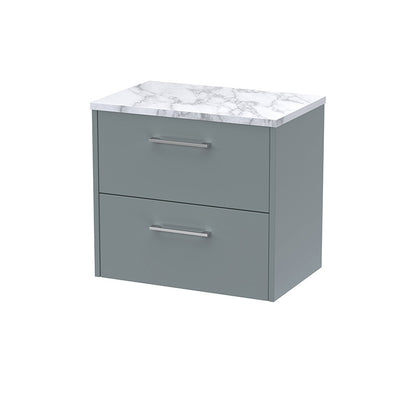 Hudson Reed Juno Wall Hung Double Drawer 600mm Vanity & Laminate Worktop (1 size, 5 colours) - Brand New Bathrooms