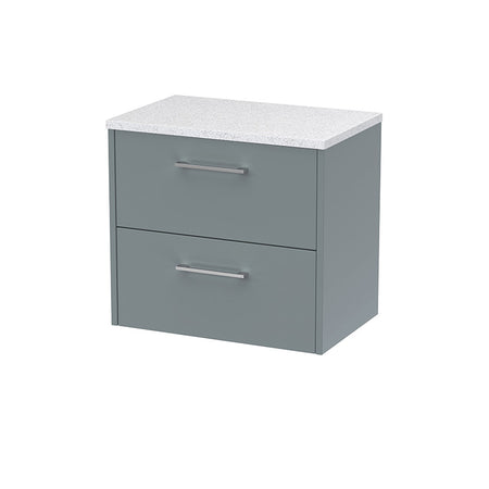 Hudson Reed Juno Wall Hung Double Drawer 600mm Vanity & White Laminate Top (1 size, 5 colours) - Brand New Bathrooms