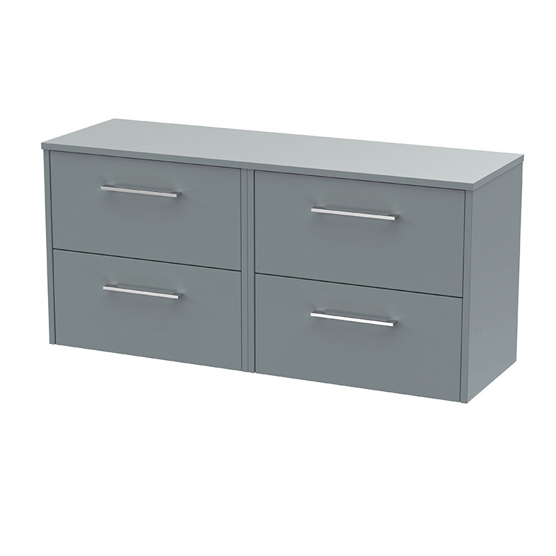 Hudson Reed Juno Wall Hung Four Drawer 1200mm Vanity & Matching Worktop (1 size, 5 colours) - Brand New Bathrooms
