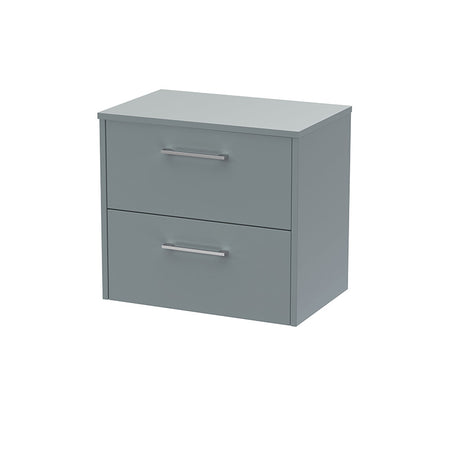 Hudson Reed Juno Wall Hung Double Drawer 600mm Vanity & Matching Worktop (1 size,5 colours) - Brand New Bathrooms