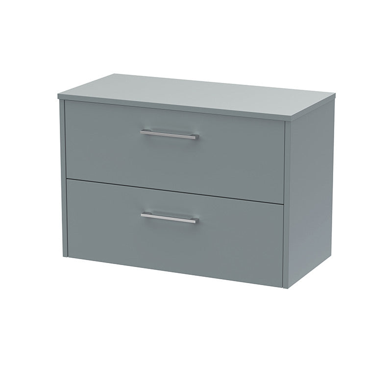 Hudson Reed Juno Wall Hung Double Drawer 800mm Vanity & Matching Worktop (1 size, 5 colours) - Brand New Bathrooms