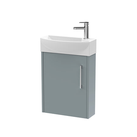 Hudson Reed Juno Compact Wall Hung Single Door 440mm Unit & 1 Tap Hole Left Handed Ceramic Basin (1 size, 5 colours) - Brand New Bathrooms