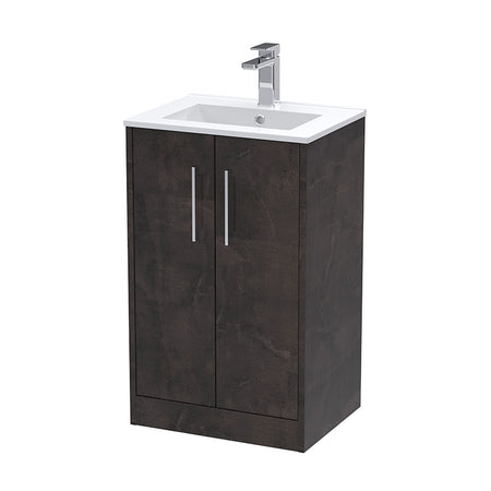 Hudson Reed Juno Floor Standing Double Door 500mm Vanity Basin Unit & Minimalist Vitreous China Basin (1 size, 2 colours) - Brand New Bathrooms