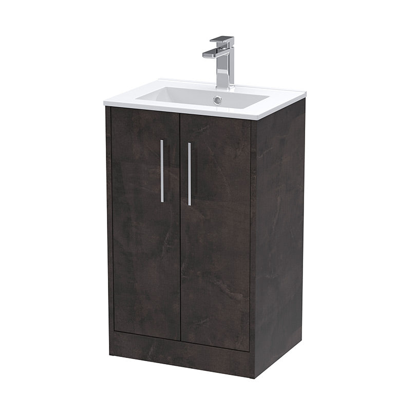 Hudson Reed Juno Floor Standing Double Door 500mm Vanity Basin Unit & Minimalist Vitreous China Basin (1 size, 2 colours) - Brand New Bathrooms