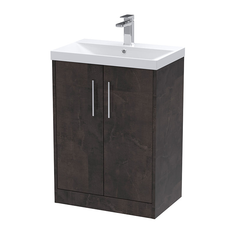 Hudson Reed Juno Floor Standing Double Door 600mm Vanity Basin Unit & Thin-Edge Ceramic Basin (1 size, 2 colours) - Brand New Bathrooms