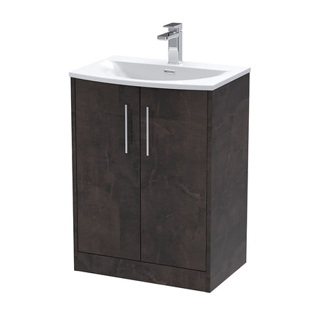 Hudson Reed Juno Floor Standing Double Door 600mm Vanity & Curved 1 Tap Hole Vitreous China Basin (1 size, 5 colours) - Brand New Bathrooms
