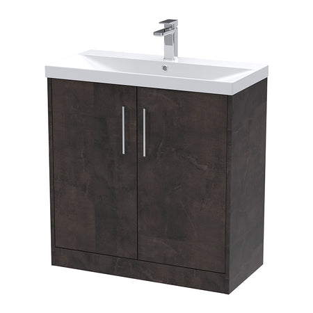 Hudson Reed Juno Floor Standing Double Door 800mm Vanity & Thin-Edge 1 Tap Hole Vitreous China Basin (1 size, 5 colours) - Brand New Bathrooms