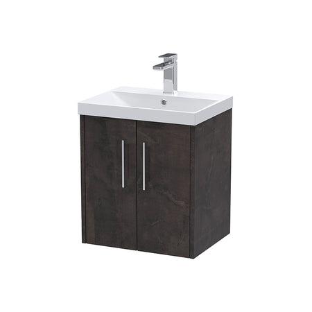 Hudson Reed Juno Wall Hung Double Door 500mm Vanity & Thin-Edge 1 Tap Hole Vitreous China Basin (1 size, 5 colours) - Brand New Bathrooms