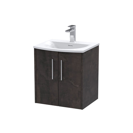 Hudson Reed Juno Wall Hung Double Door 500mm Vanity & Curved 1 Tap Hole Vitreous China Basin (1 size, 5 colours) - Brand New Bathrooms