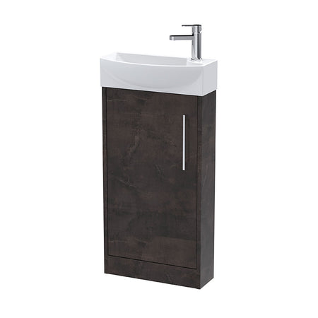 Hudson Reed Juno Compact Floor Standing Single Door 440mm Unit and 1 Tap Hole Ceramic Left Hand Basin (1 size, 5 colours) - Brand New Bathrooms